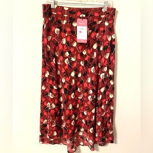 NWT CAbi Wine Blossom Floral Feminine High-Low Midi Skirt |Size 8
